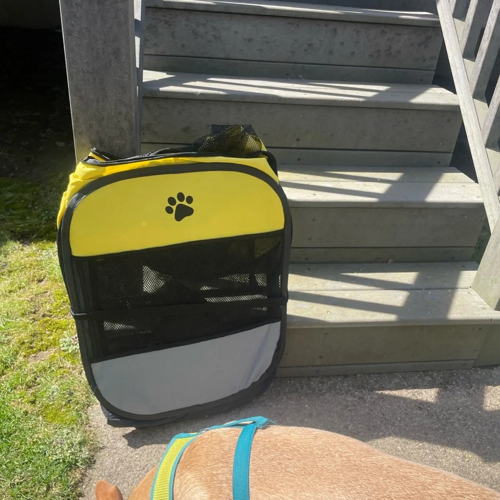 Yellow and Black Collapsable Puppy Playpen